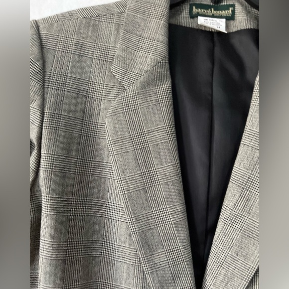 Havre’ Bernard Size 14 100% Wool Black/White Plaid Blazer - Picture 3 of 10